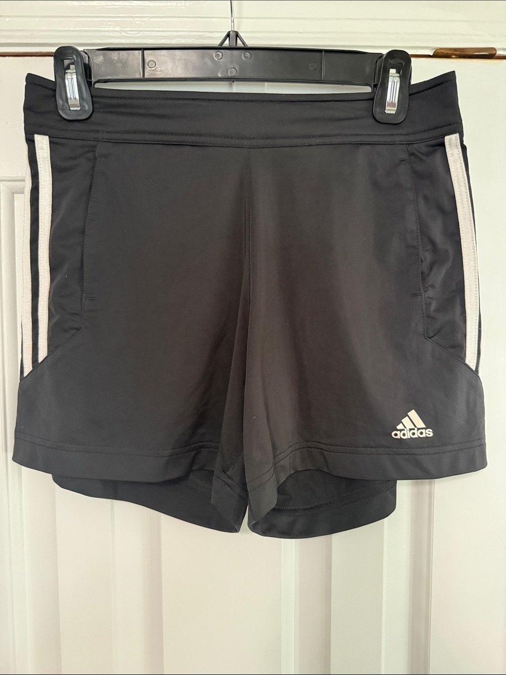 adidas Black Athletic Shorts with White Side Stripes